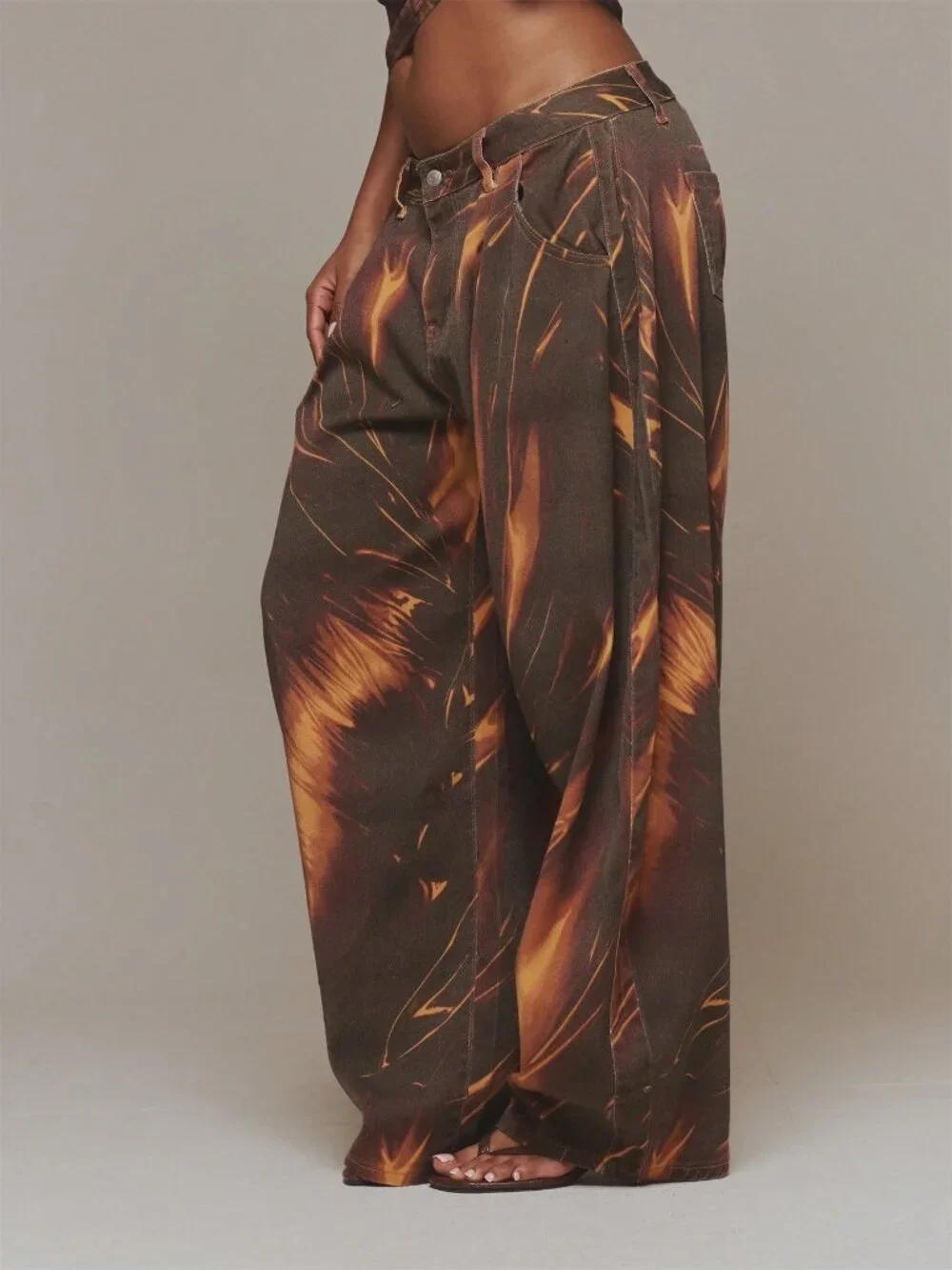 Multicolor Casual Women's Graphic Printed Baggy Low Rise Baggy Pants